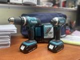 סט MAKITA מברגה 18V+מקדחה 18V+2 סוללות 18V+מטען18V+תיק כלים. 